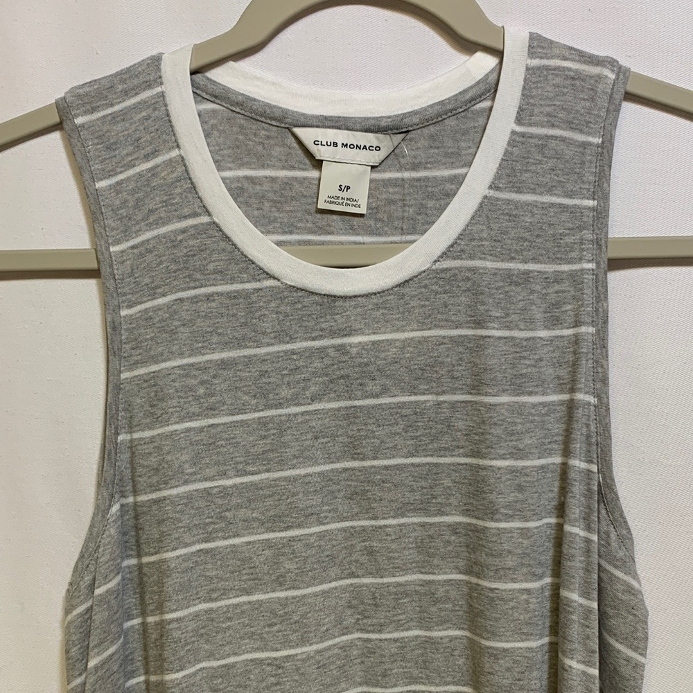 Club Monaco Gray and White Striped Tank Top - Picture 3 of 5